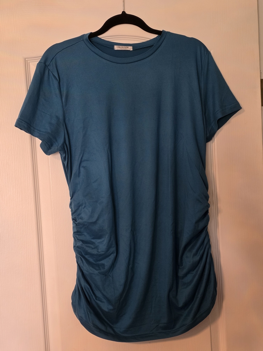 Maternity Tshirt - Teal, Side-Ruched